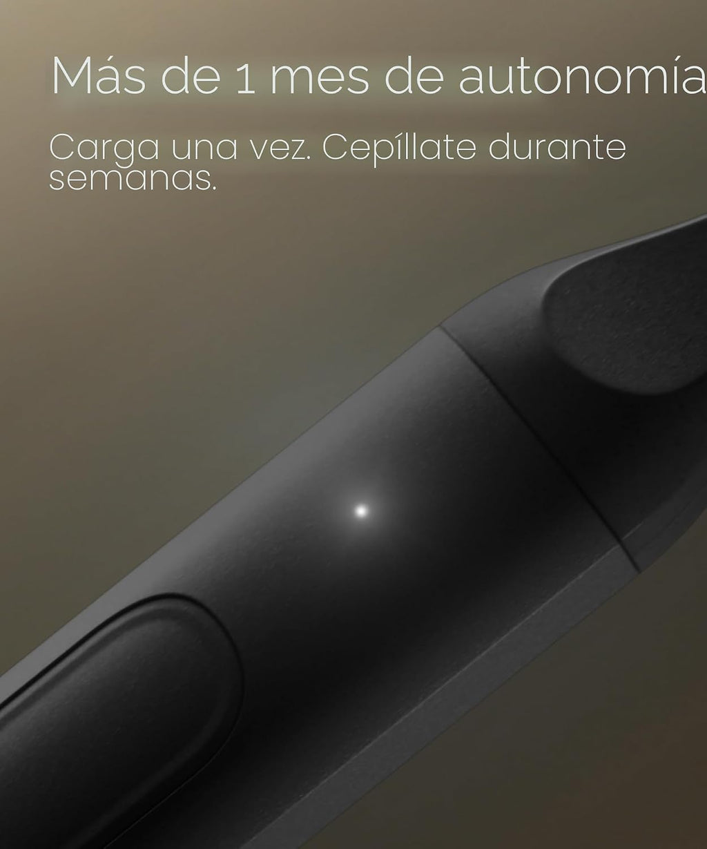 SURI Cepillo de dientes eléctrico Pro Sonic | Batería para más de 4 semanas | Sensor de presión | Cuerpo de aluminio | Temporizador de 2 minutos | Cabeza a base de plantas | Negro