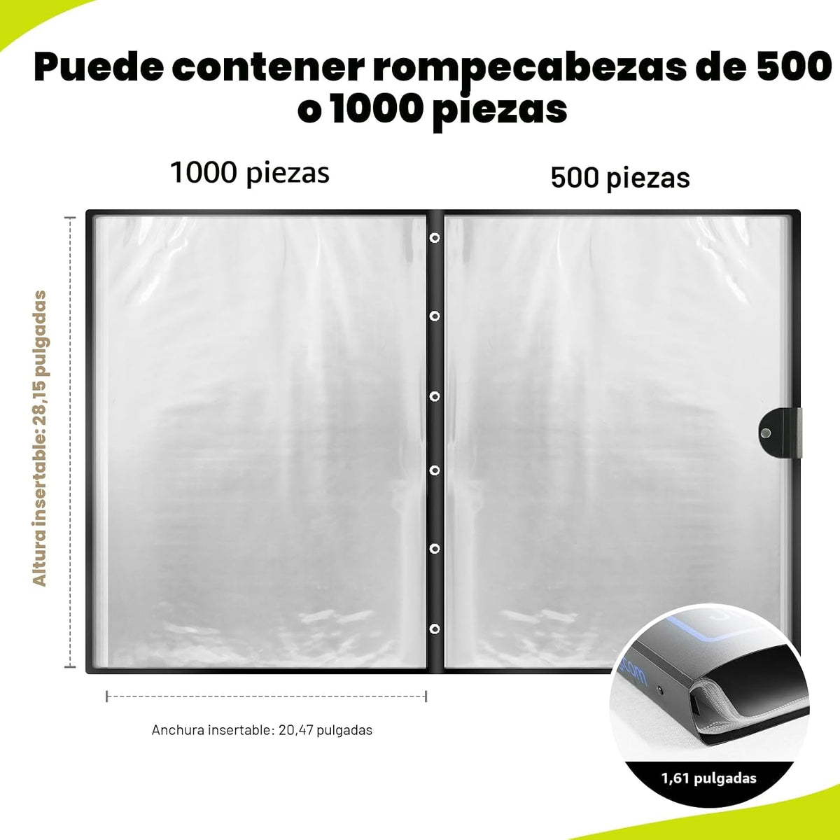 ALL4JIG Carpeta de rompecabezas de 20.87 x 28.15 pulgadas, carpeta de almacenamiento que ahorra espacio para colección de rompecabezas de 500 a 1000 piezas, capacidad para 20 rompecabezas, bolsillos de película HD, regalo de cumpleaños para mamá y abuela
