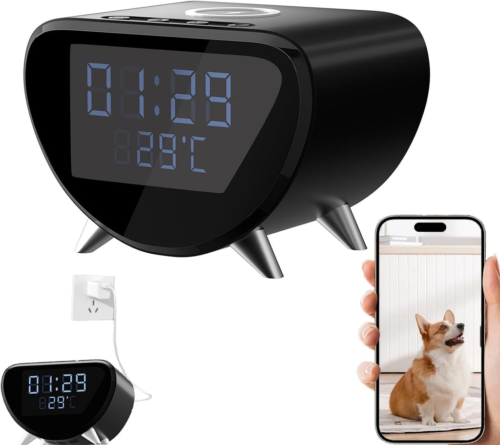 ULar Cámara inalámbrica del reloj del cargador del teléfono 4K Wifi6 con la
