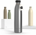 LARS NYSØM Botella de Agua Aislada de Acero Inoxidable 12oz 17oz 25oz 34oz 51oz | Frasco Térmico Aislado para Bebidas Calientes y Frías | Botella Potable a Prueba de Fugas (Acero Inoxidable, 25.4oz)