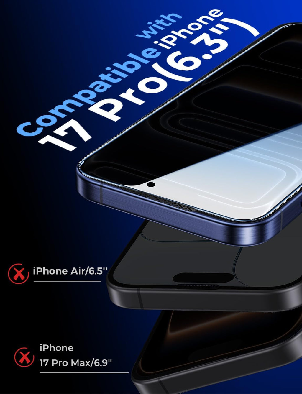 MAGIC JOHN Protector de Privacidad para Pantalla de iPhone 17 Pro, Instalación Fácil Paquete de 2