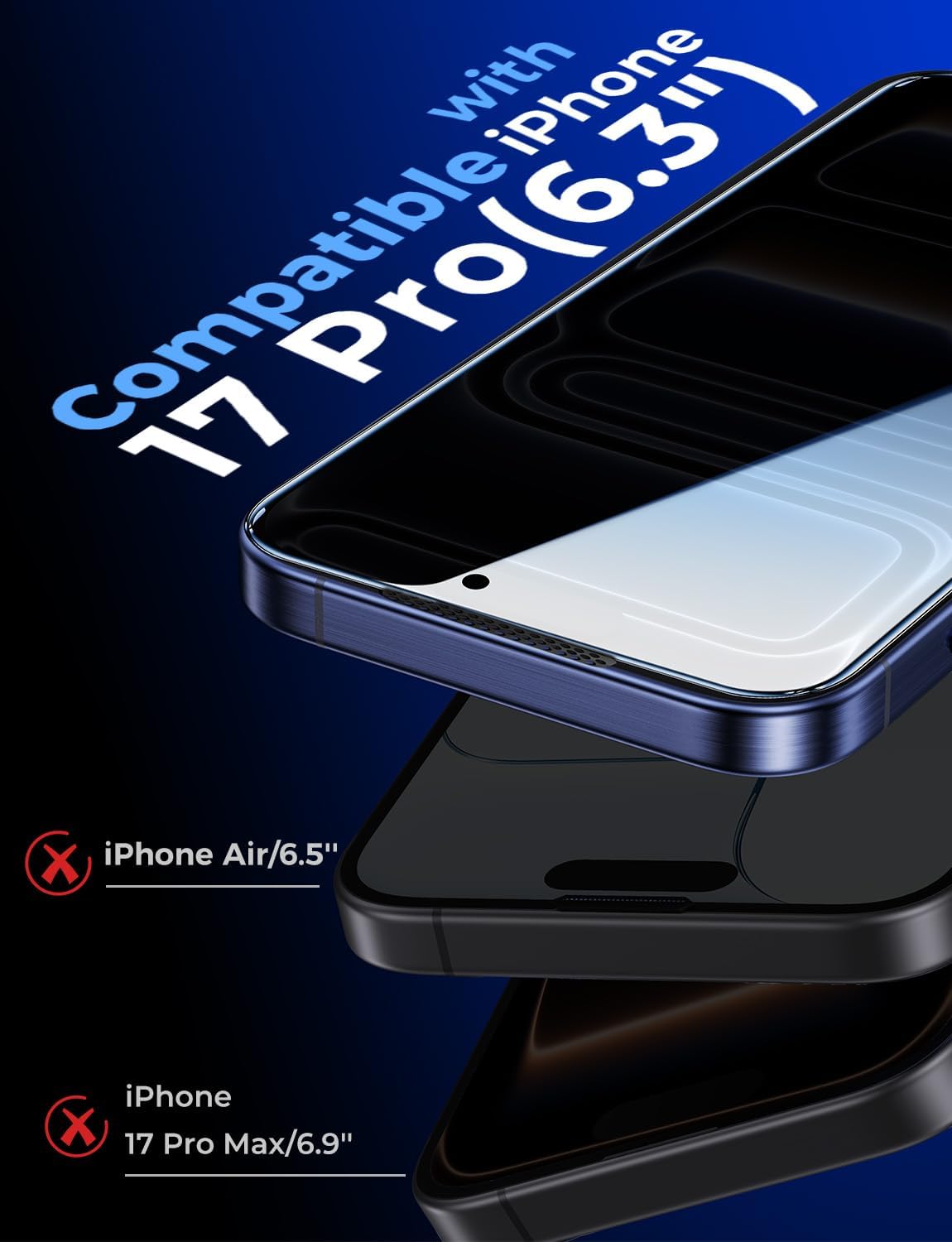 MAGIC JOHN Protector de Privacidad para Pantalla de iPhone 17 Pro, Instalación Fácil Paquete de 2