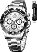 OLEVS Reloj para Mujer Moderno de Moda con Diamantes para Damas Analógico, Acero Inoxidable, Resistente al Agua, Luminosa, Día, Fecha, Dos Tonos