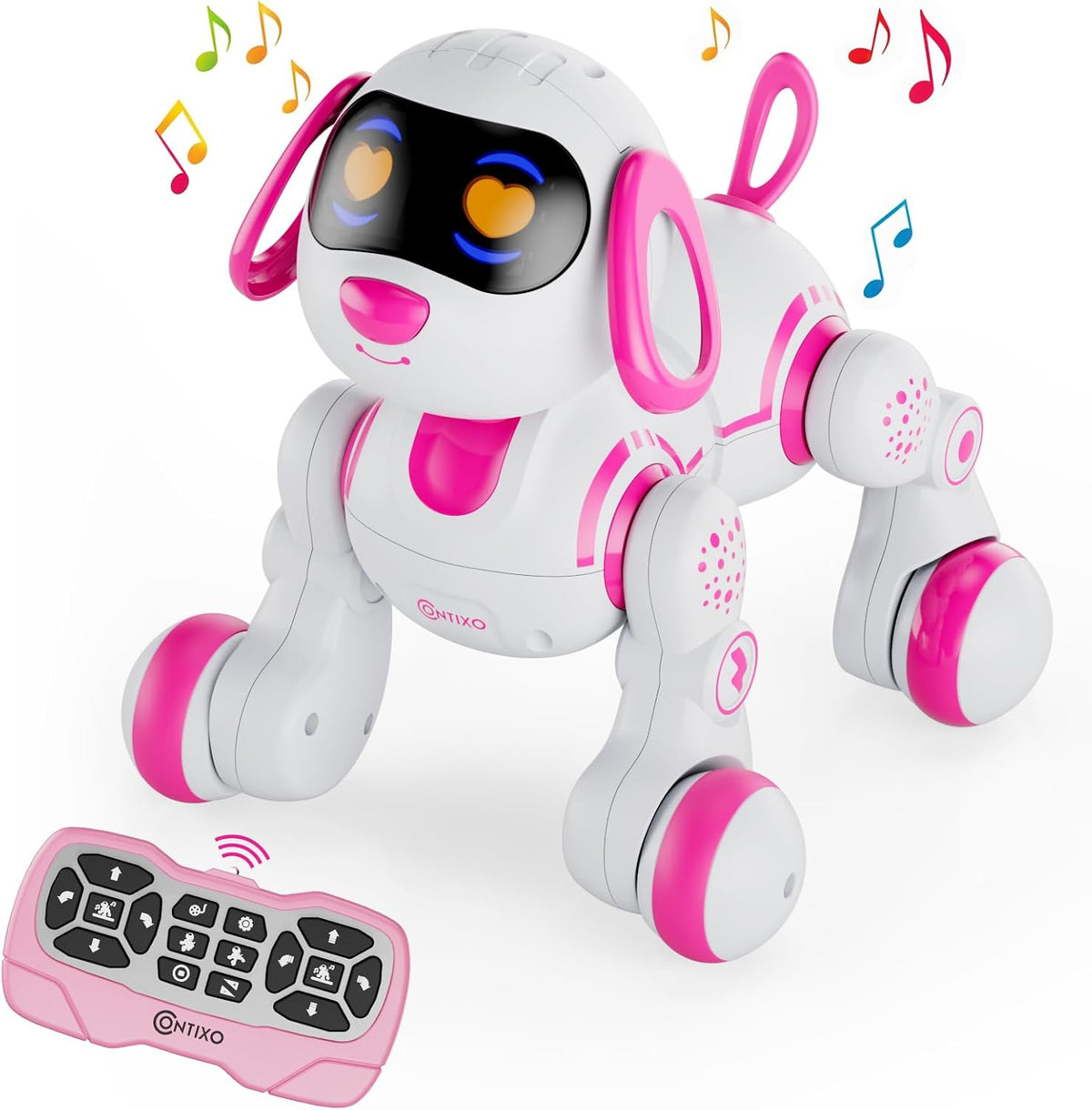 Perro robot Contixo R3 de juguete para niños - Mascota robótica inteligente con control remoto interactivo y función de baile para niños y niñas de 3 a 12 años - Rosa