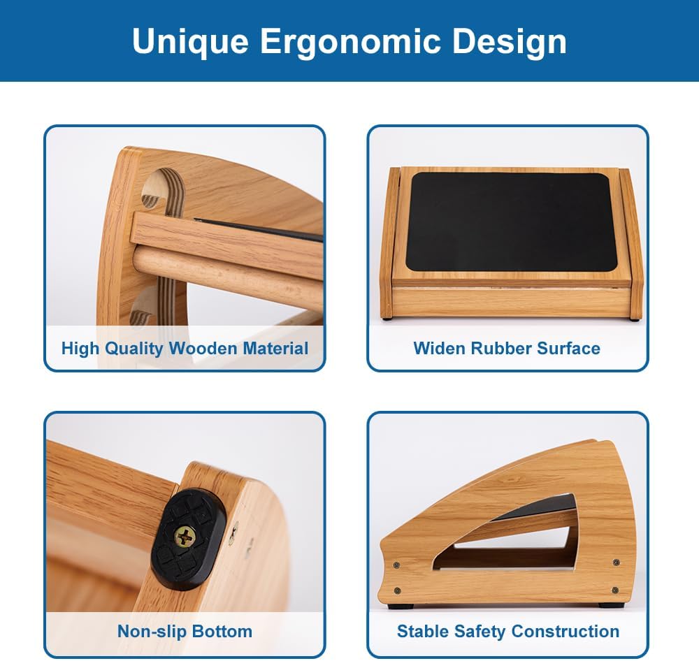 Lámpara StrongTek Reposapiés ergonómico debajo del escritorio, reposapiés de oficina de madera de 3 alturas ajustables, gran superficie antideslizante, mejora la postura y la circulación sanguínea, hasta 400
