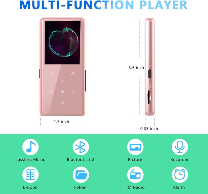 Reproductor MP3 de 64 GB con Bluetooth 5.2, reproductor de música A...