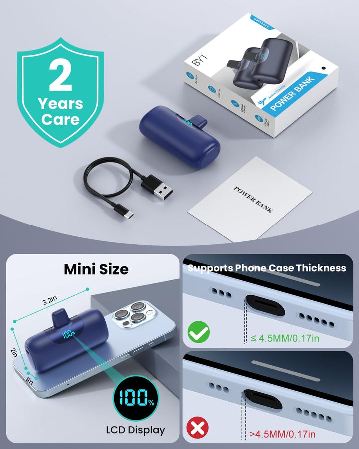 Mini Portable Charger for iPhone,Upgraded 22.5W PD Fast Charging 55...