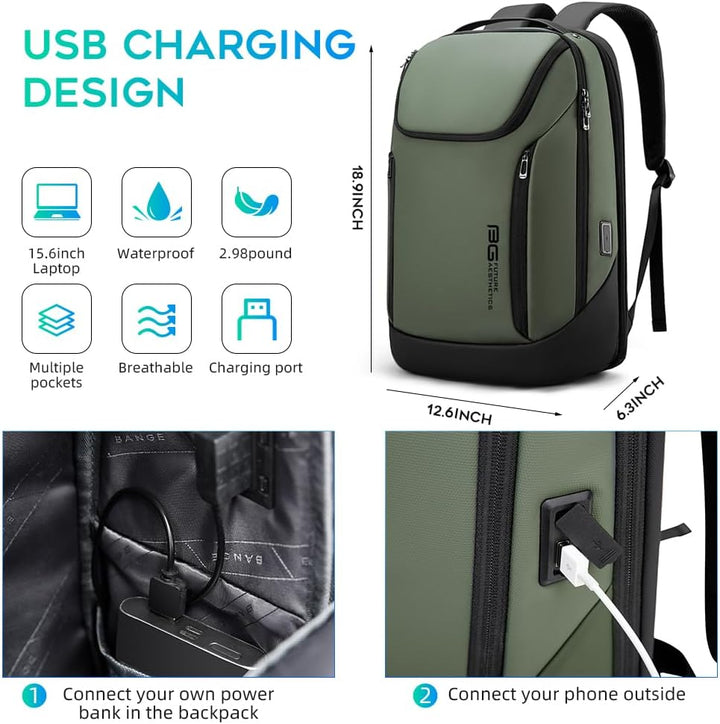 BANGE Mochila inteligente de negocios, impermeable, para laptop de...