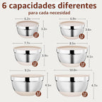 Paquete de 9 tazones para mezclar con tapas herméticas y accesorios