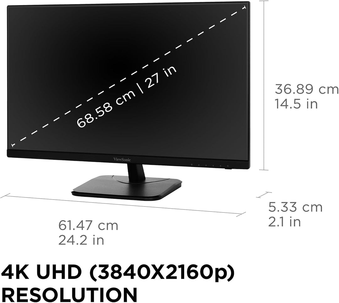 ViewSonic VA2756-4K-MHD Monitor IPS 4K de 27 Pulgadas con Marco Ult...