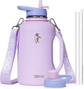 Coolflask Jarra de agua de 64 onzas con asa, botella de agua aislada de