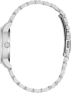 Bulova Reloj clásico de cuarzo con fecha y calendario de 3 manecillas de acero inoxidable dorado de dos tonos para mujer