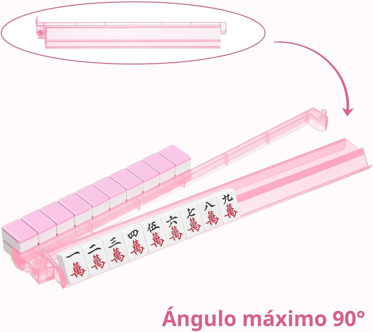 Bastidores transparentes premium para Mahjong con empujadores, paquete de 4 bastidores acrílicos antideslizantes ﻿