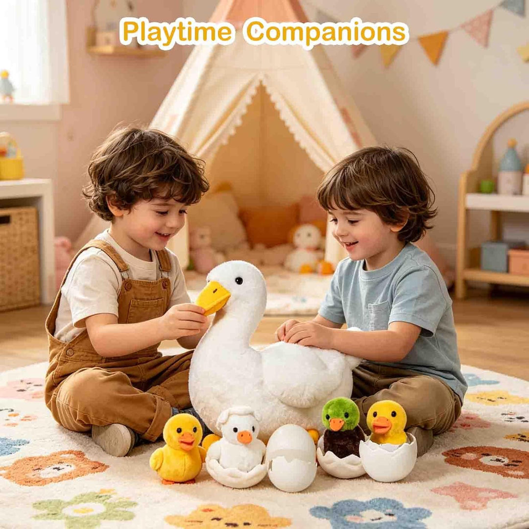 Juguete de pato de peluche 7 en 1, peluche de pato de 12" con 4...