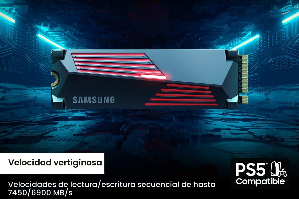 Samsung 990 PRO SSD con disipador de calor 1TB, NVMe M.2, velocidad...