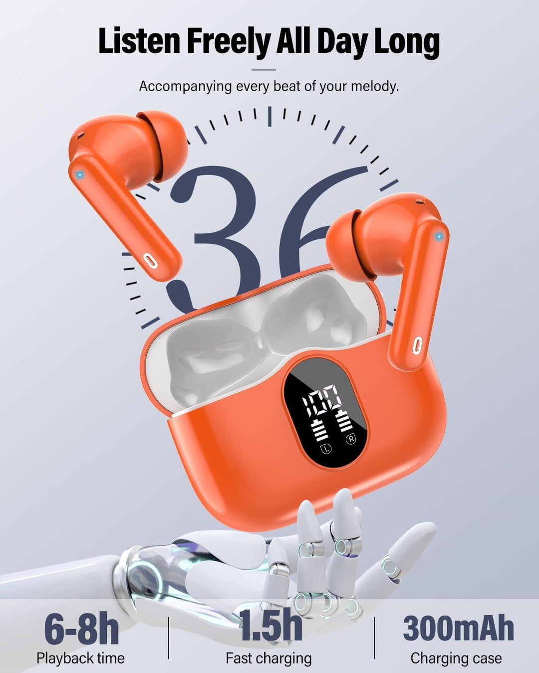 Auriculares inalámbricos, auriculares Bluetooth 5.4 con graves esté...