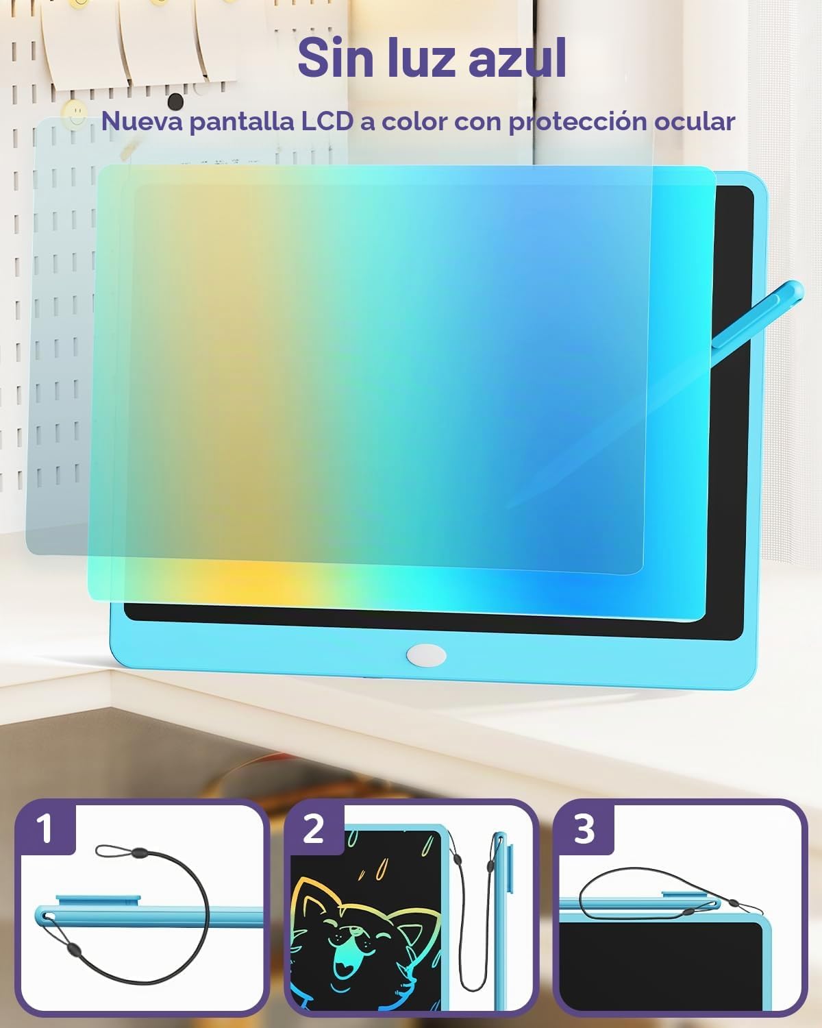 Tableta de Escritura LCD de 16 Pulgadas - Tablero de Dibujo para Niños, Almohadilla de Dibujo Colorida, Juguetes para Niñas, Niños y Pequeños de 3 a 12 Años, Regalos de Cumpleaños para Niños