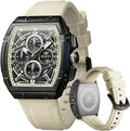 OLEVS Relojes para Hombre Casual Lujo Cara Grande Cronógrafo Multifuncional Relojes de Hombre Correa de Silicona/Nylon Duradera 3 ATM Resistente al Agua Reloj de Hombre Fecha Fase Lunar Reloj