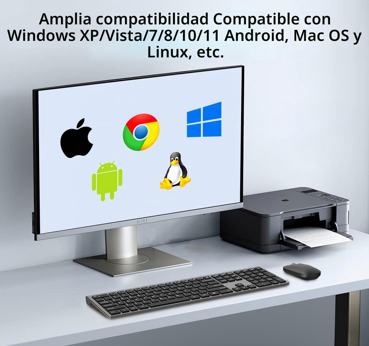 Combo de teclado y mouse inalámbricos, teclado delgado de computado...