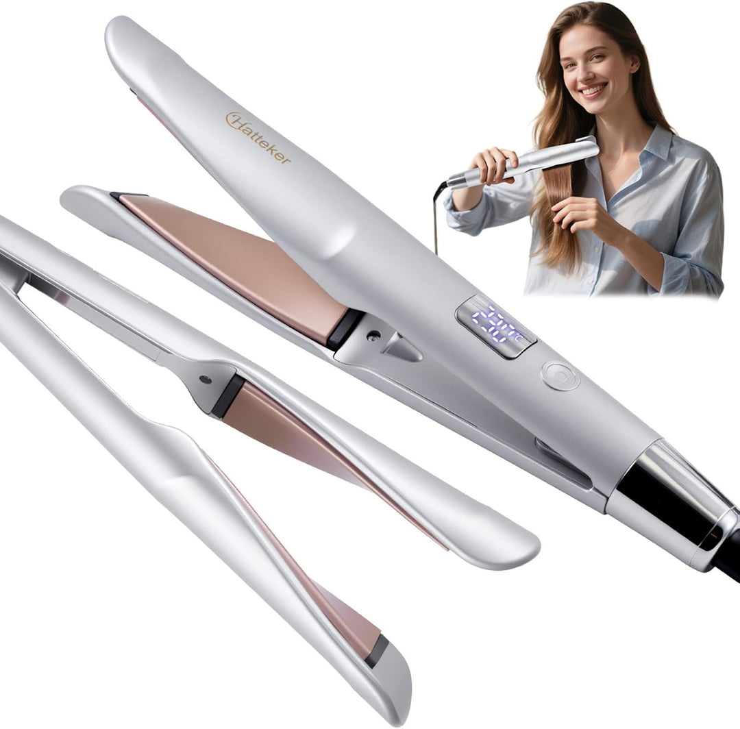 Hatteker Alisador y rizador de cabello 2 en 1, plancha plana para m...