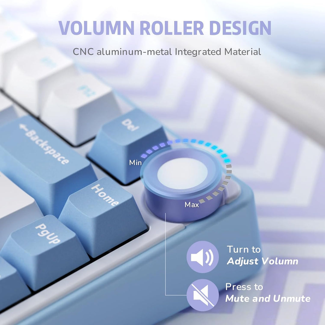 RK ROYAL KLUDGE Teclado Mecánico R75 Cableado con Perilla de Volume...