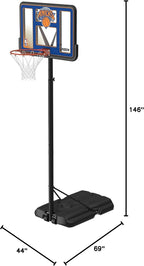Lifetime NBA New York Knicks - Aro de baloncesto portátil, altura ajustable de 7.5 a 10 pies, tablero de fusión inastillable de 44 pulgadas, base con ruedas