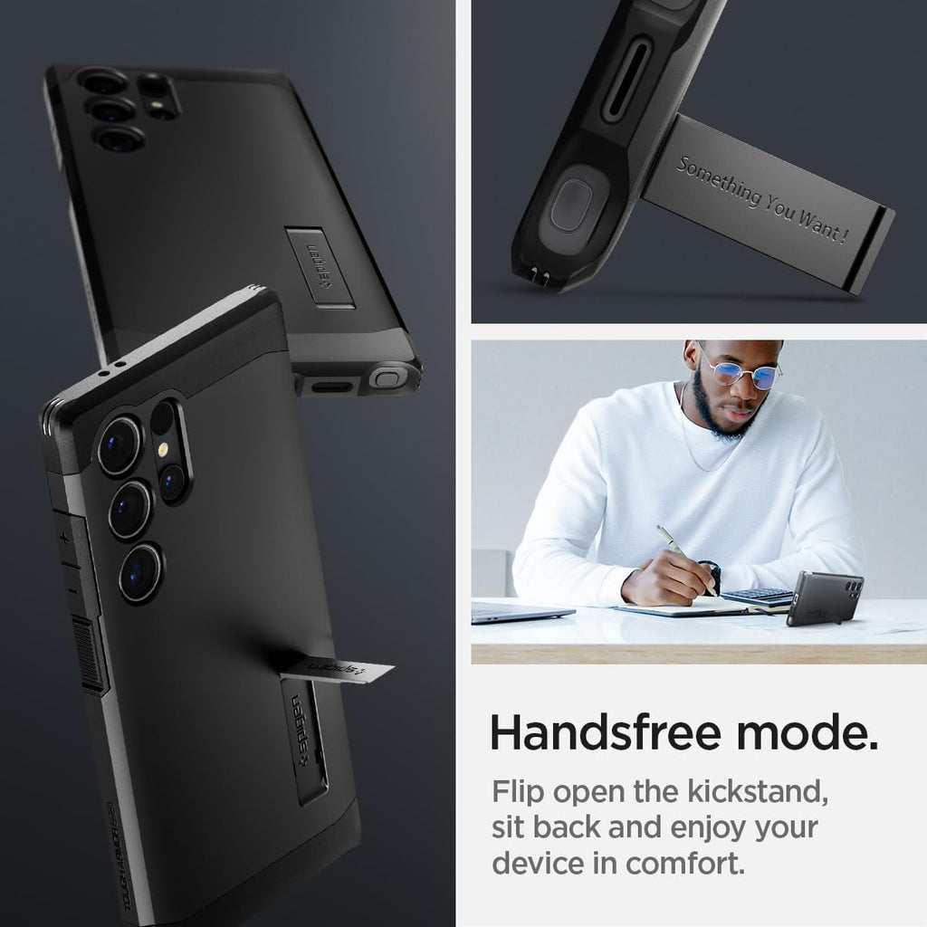 Spigen Funda para Galaxy S24 Ultra, Tough Armor MagFit [Kickstand] [Compatible con MagSafe] [Protección de grado militar] - Negro