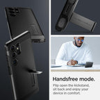 Spigen Funda para Galaxy S24 Ultra, Tough Armor MagFit [Kickstand] [Compatible con MagSafe] [Protección de grado militar] - Negro