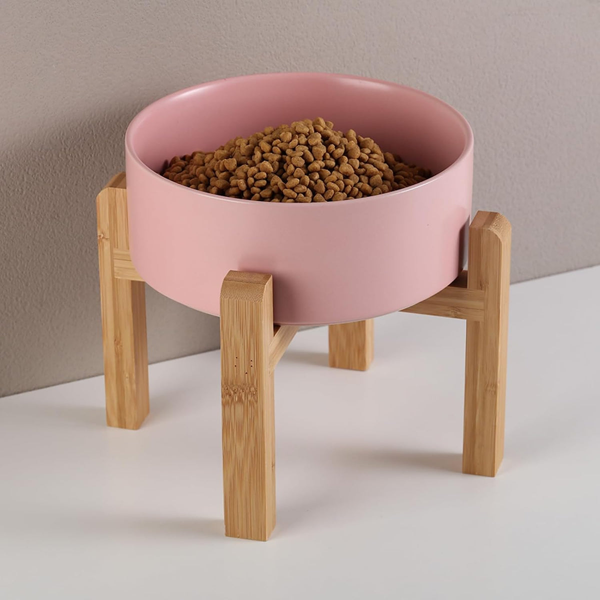 Tazón de cerámica elevado y elevado para perros de razas pequeñas y medianas, cuenco de agua con soporte, plato de alimentación de mascotas pesado antideslizante de 6 pulgadas, 3.6 tazas
