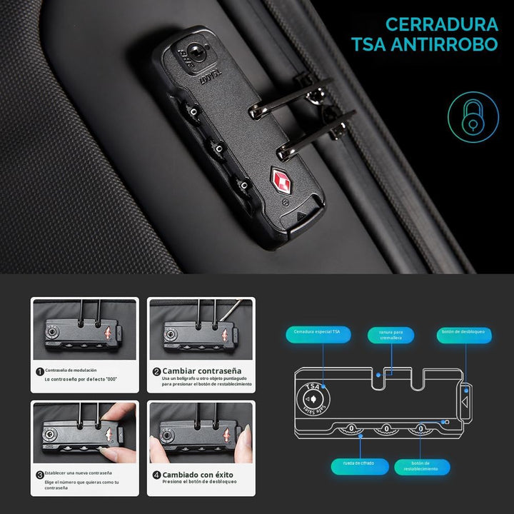 BANGE Mochila antirrobo con puerto de carga USB, mochila de negocio...