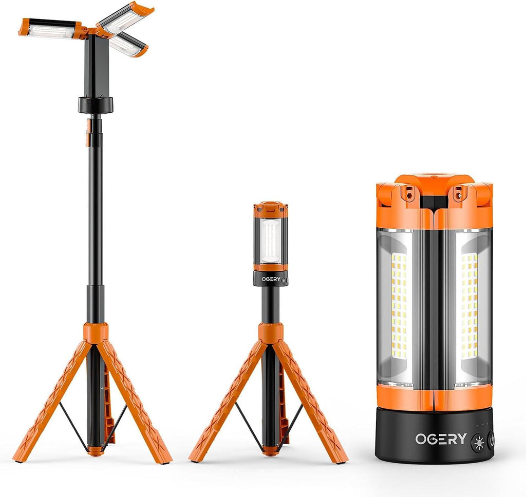 OGERY - Luz de camping recargable de 10000 mAh con soporte