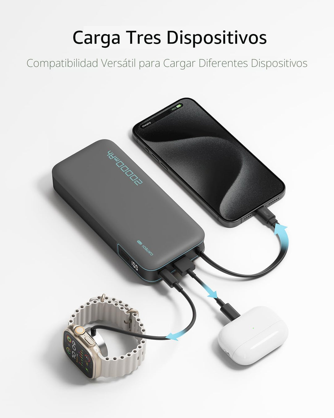CUKTECH Banco de energía de 45W 20000mAh, cargador de viaje portáti...