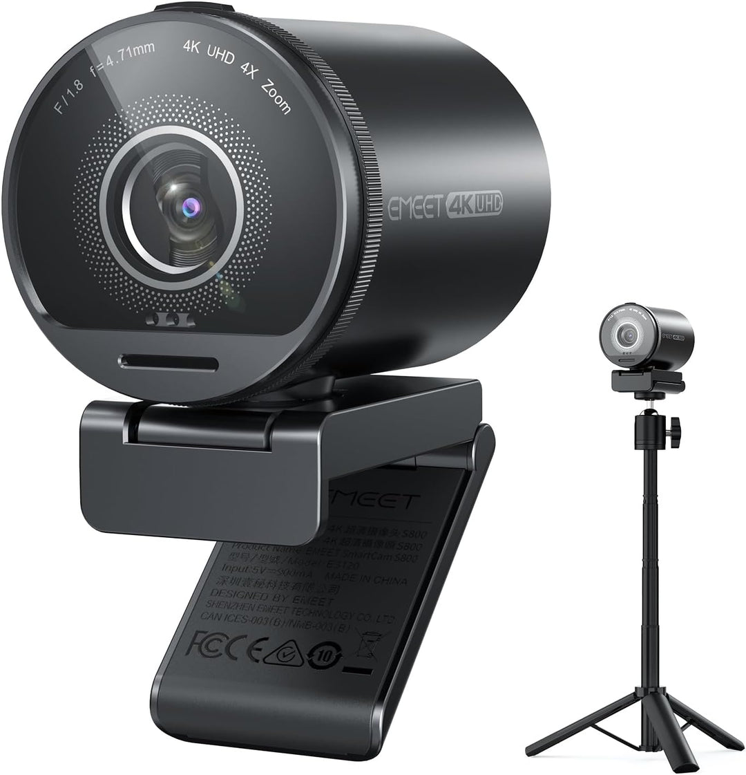 EMEET SmartCam S800-4K Webcam con trípode para transmisión, sensor...