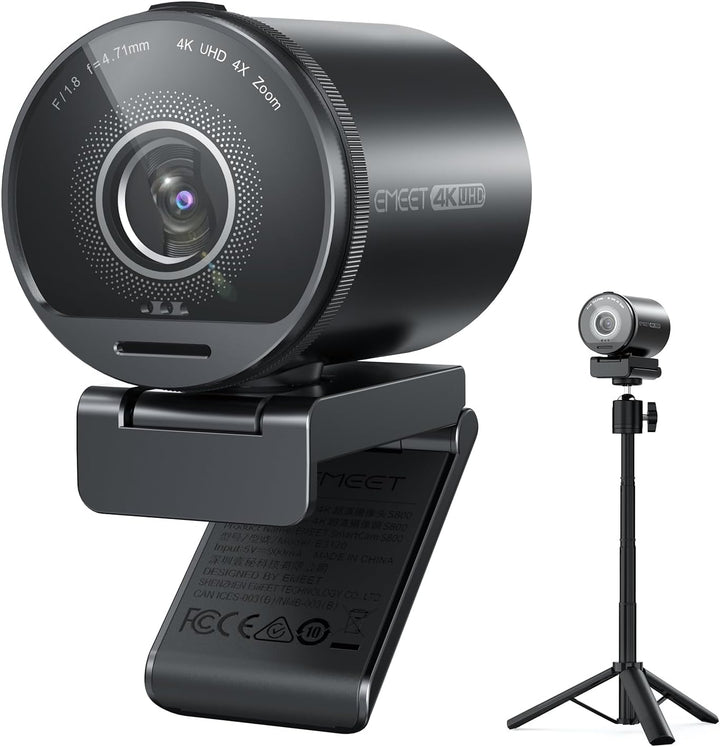 EMEET SmartCam S800-4K Webcam con trípode para transmisión, sensor...