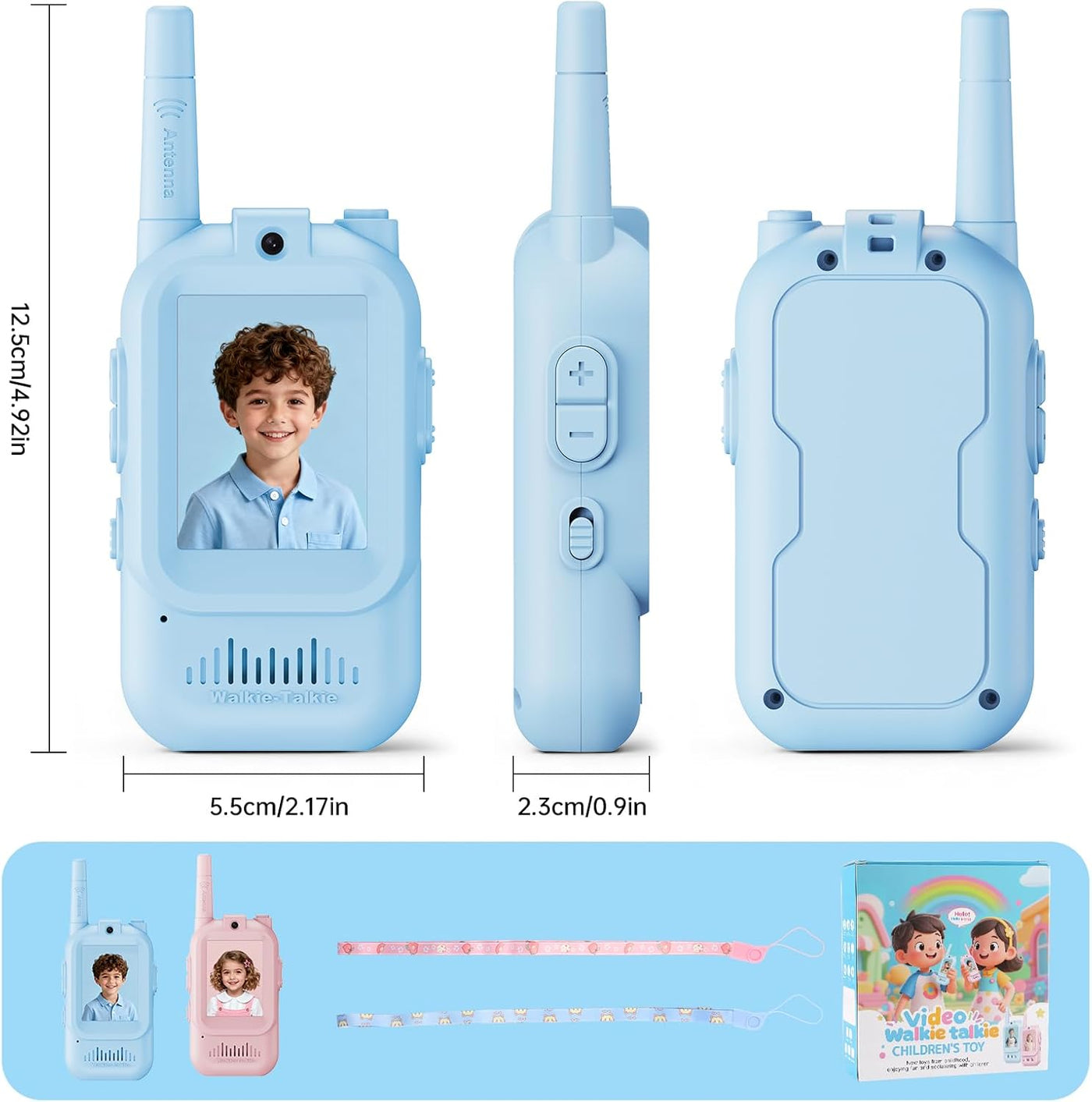 Walkie Talkies de video para niños paquete de 2 walkie