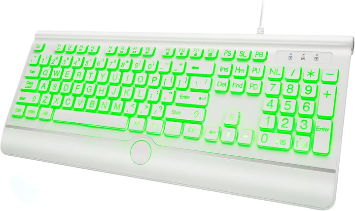 KOPJIPPOM Teclado de computadora retroiluminado con impresión grand...