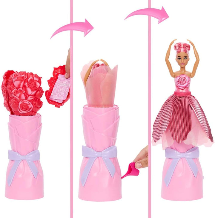 Barbie Muñeca perfumada Petal Pop con vestido de rosa y accesorios,...