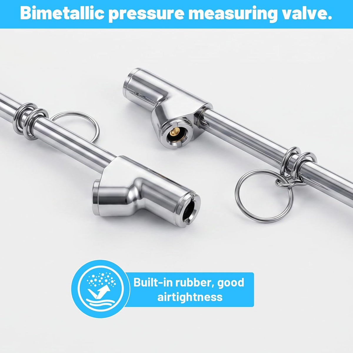 Medidor de neumáticos de doble cabezal de 12 pulgadas, medidor de presión de aire resistente para auto, camión, automóvil, caravana, furgoneta, rango de 10-150 PSI (plateado)