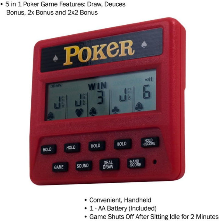 Trademark Global juego de poker electrónico de mano, 5 en 1.