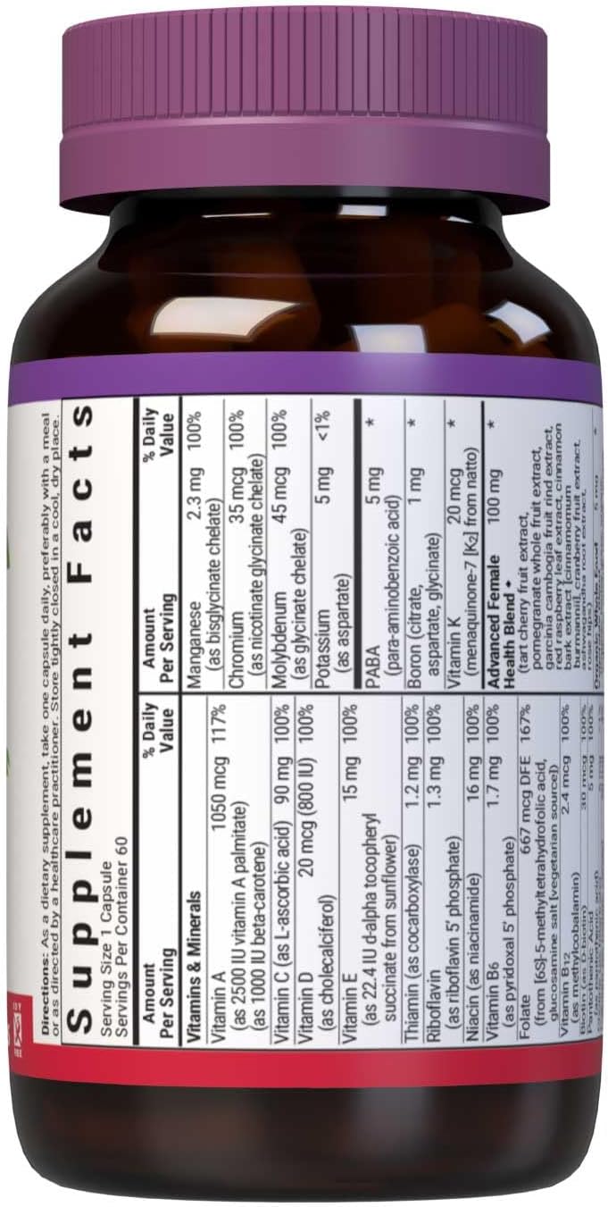 BlueBonnet Nutrition Ladies One Vegetal Capsule, Whole Food Multipl...