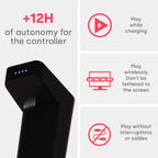 4 - Cargador inalámbrico para controlador PlayStation 4, batería portátil para DualShock 4, jugar mientras se carga, +12 horas de duración de la batería, accesorio PS4