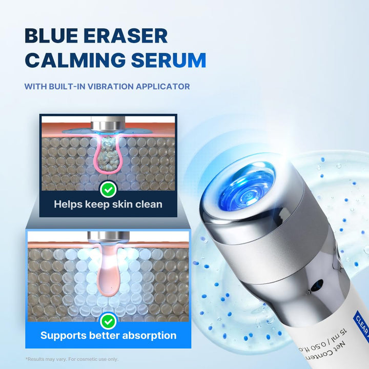 Suero borrador azul con aplicador LED refrescante, suero calmante d...