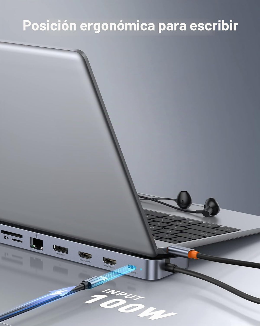Baseus Estación de acoplamiento para portátil, estación de acoplamiento multitarea 4K con 2 HDMI+DP, PD, 3 USB-A, RJ45, audio, lector de tarjetas TF/SD, concentrador USB compatible con MacBook/Dell/HP