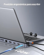 Baseus Estación de acoplamiento para portátil, estación de acoplamiento multitarea 4K con 2 HDMI+DP, PD, 3 USB-A, RJ45, audio, lector de tarjetas TF/SD, concentrador USB compatible con MacBook/Dell/HP