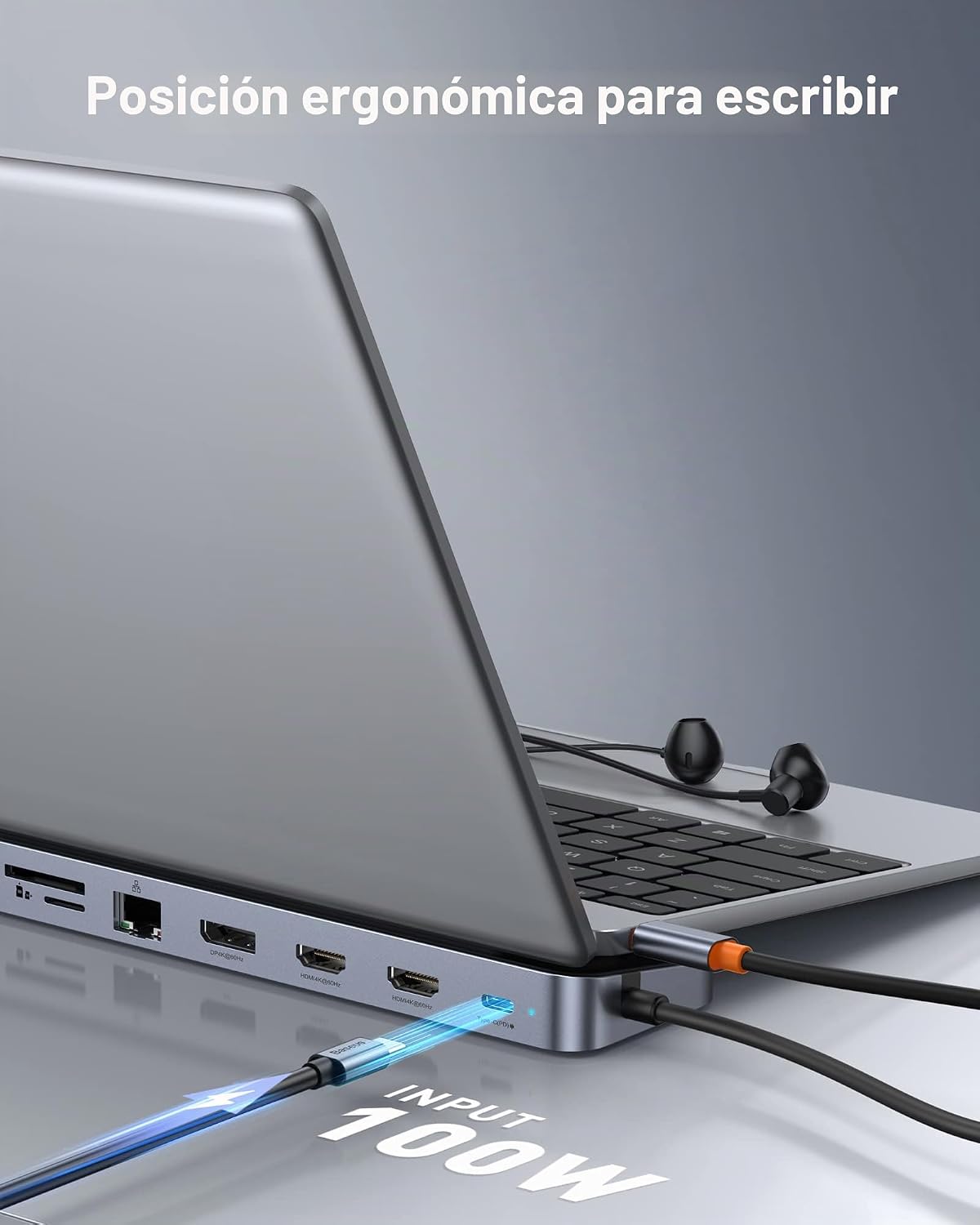 Baseus Estación de acoplamiento para portátil, estación de acoplamiento multitarea 4K con 2 HDMI+DP, PD, 3 USB-A, RJ45, audio, lector de tarjetas TF/SD, concentrador USB compatible con MacBook/Dell/HP