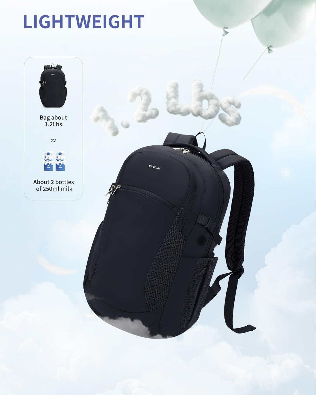 ECOHUB Mochilas para laptop de 17 pulgadas con compartimento para l...