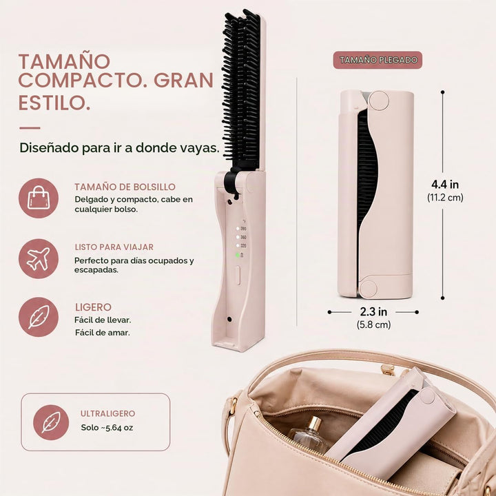 Cepillo alisador de pelo inalámbrico - Plegable - Diseño de viaje