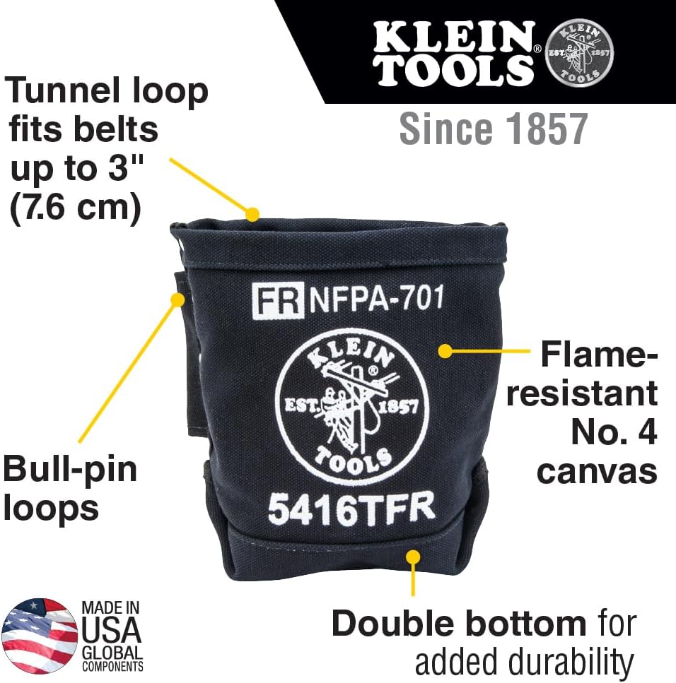 Klein Tools 80081 Juego de alicates, fabricado en EE. UU., conjunto con alicates de corte diagonal para herrero, cortadores laterales resistentes y bolsa de herramientas de lona resistente al fuego, 3