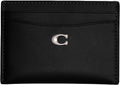 Coach Estuche para tarjetas de cuero refinado para mujer, color negro