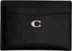 Coach Estuche para tarjetas de cuero refinado para mujer, color negro